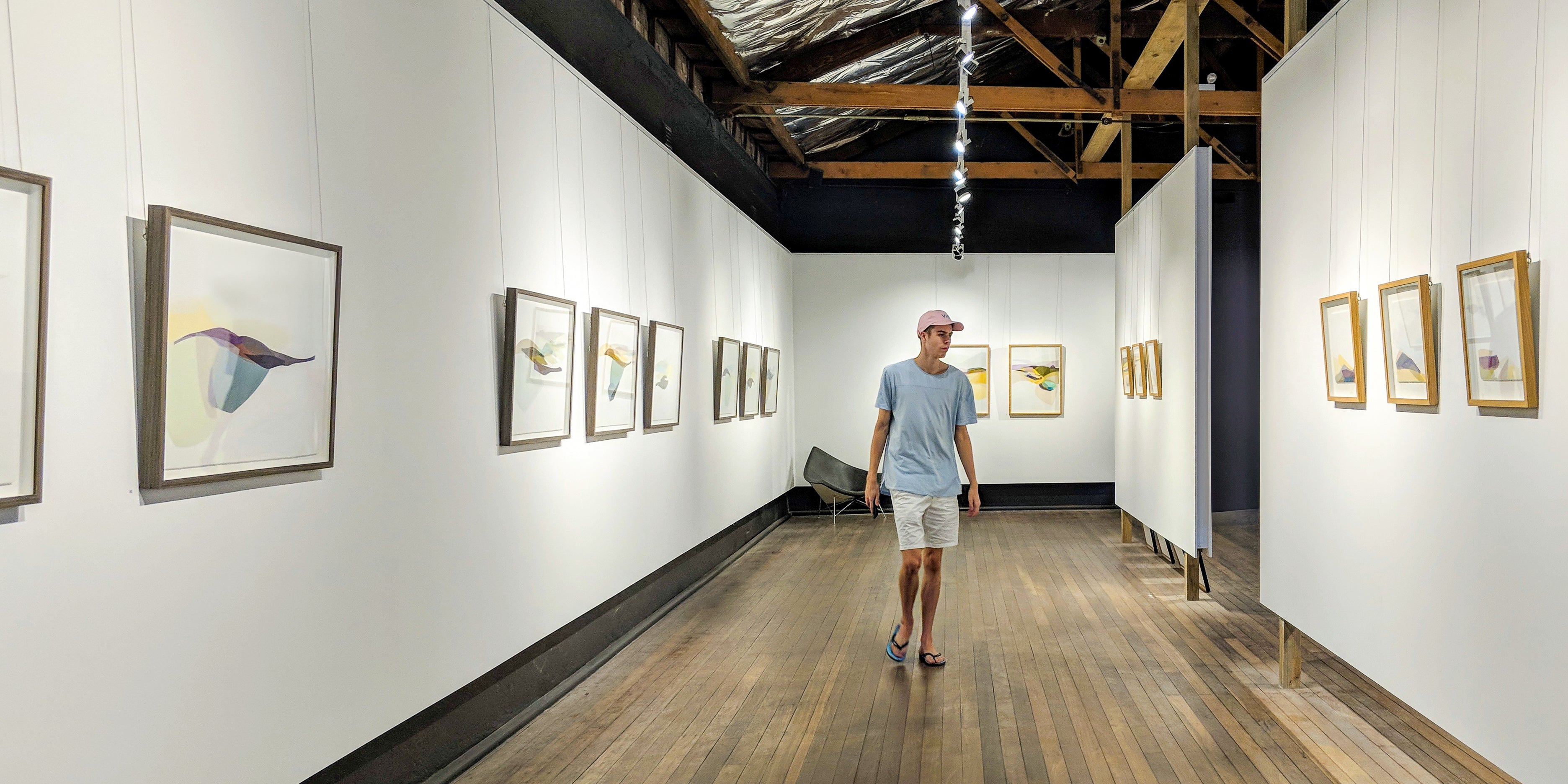 Image taken inside BMG Art Gallery showing works on paper by the artist Kellie Fergusson from her solo show in 2019