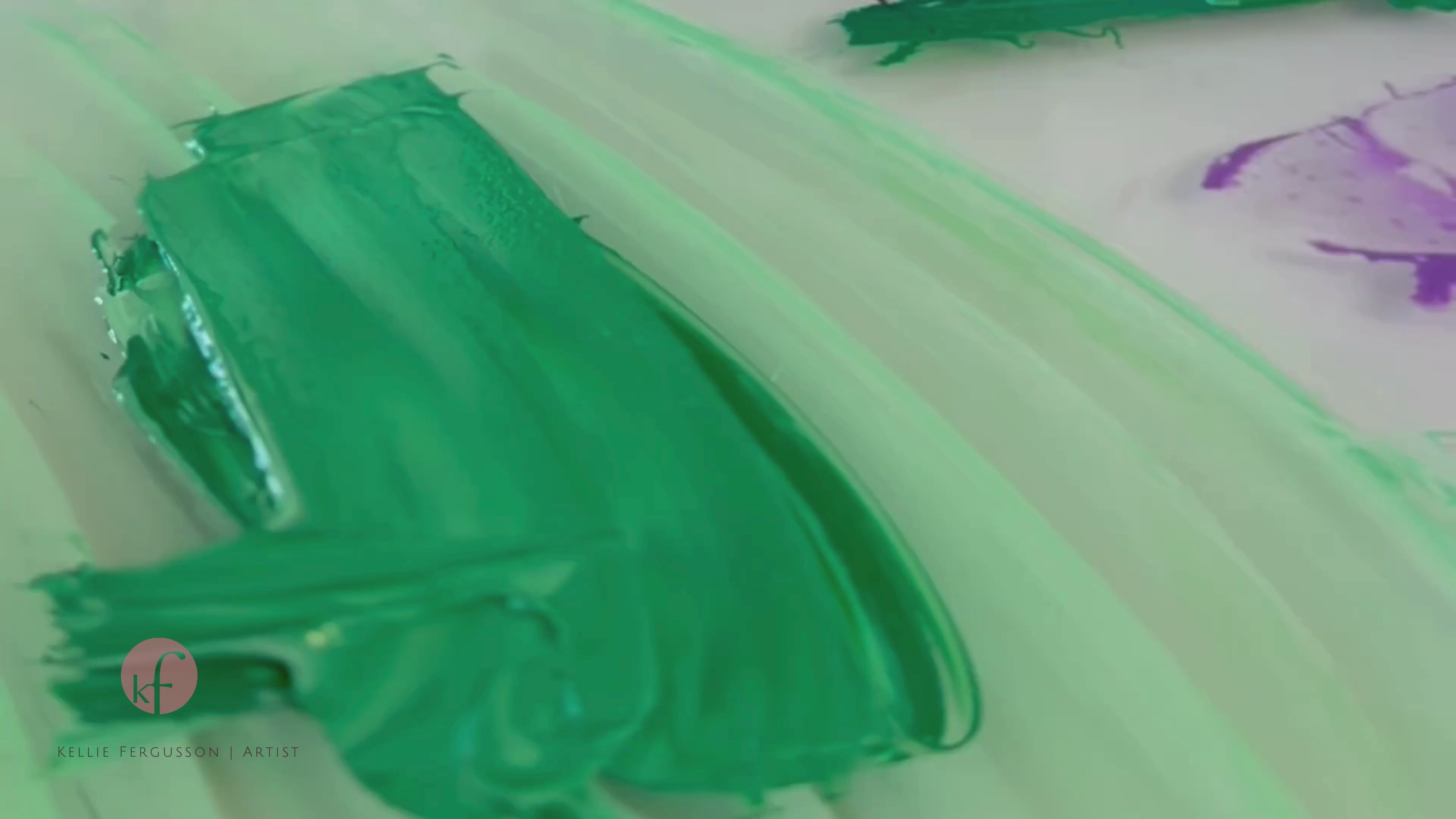 Load video: Promotional video showing snippets of the process Kellie Fergusson uses to create her works on paper celebrating her love of colour through simplified over lapping forms
